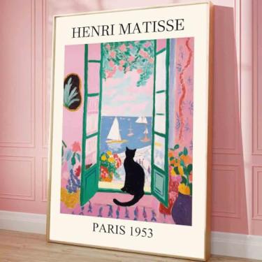 Imagem de Henri Matisse Canvas Wall Art Matisse Black Cat Open The Window Poster 40 x 61 cm sem moldura