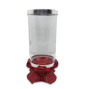 Imagem de Copo Suporte Vela 7 Dias e Palito Castiçal Alumínio Vermelho - Flash