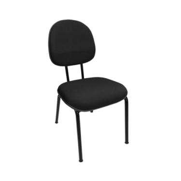 Imagem de Cadeira Executiva Preta Fixa Pé Palito Aço 7/8 em Tecido Respirável – Ergonômica e Resistente 80×37,5×49,5 cm Home Gourmet