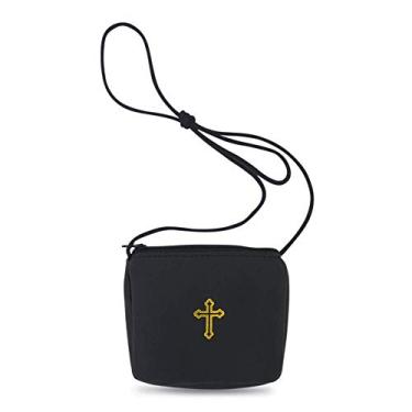 Imagem de VILLAGE GIFT IMPORTERS Bolsa preta grande de 10 cm | Perfeita para viagens Pyx e comunhões | Comporta a maioria dos pijamas individuais | Artigos de casa cristãos, preta, regular, Preto, Regular