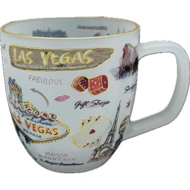 Imagem de Central Souvenir and Novelty LLC Coleção de vidro fosco com design da cidade de Las Vegas, canecas de café, vinho, copo (caneca bistrô)