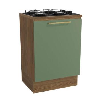 Imagem de Balcão 60cm para Cooktop 1 Porta Botanic Kappesberg - Nogueira/Verde O