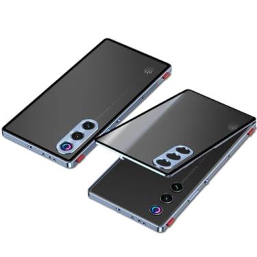 Imagem de QUIETIP Capa compatível com Red Magic 10 Air com protetor de tela, moldura de metal + capa traseira de superfície fosca de PC, azul