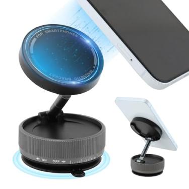 Imagem de Xiaokeis Suporte de telefone magnético dobrável a vácuo para carro, suporte de telefone com sucção rotativa de 360°, suporte magnético para telefones de carro com ventosa forte, suporte para aspirador