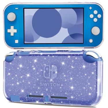 Imagem de Capa protetora para Nintendo Switch Lite, capa transparente com glitter para Switch Lite, capa de TPU macia com absorção de choque e antiarranhões, capa fina para viagem, acessórios - purpurina roxa