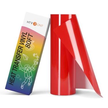Imagem de HTVRONT Rolo de vinil de transferência de calor - Vinil HTV vermelho de 30,5 cm x 24,4 m para camisetas, ferro em vinil compatível com máquina de corte Cricut - Fácil de usar para presentes
