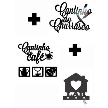 Imagem de Kit placa Decorativo em MDF Café Churrasco Porta Chaves ML2 - personal