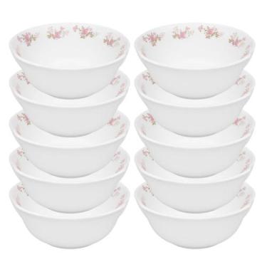 Imagem de Jogo 10 Bowl Tigela Cumbuca Caldos Sobremesas Flowers Pink Vidro 400ml