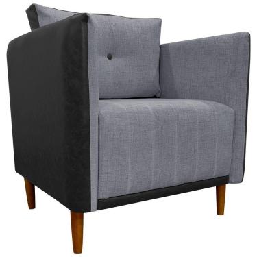 Imagem de Poltrona Decorativa Para Sala Recepção Consultório Aviv Luxo Corino E Linho