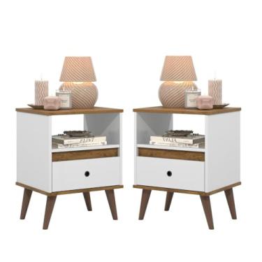 Imagem de Kit Mesa de Cabeceira Ted Branco com 2 Unidades