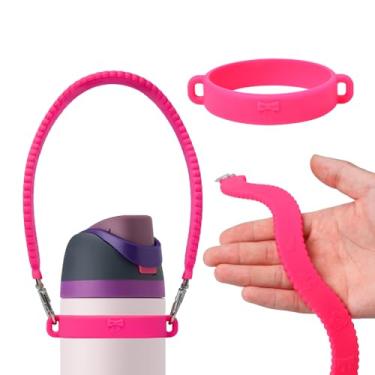 Imagem de AXMCCH Alça de silicone para garrafa de água com alça para copo Stanley, alça de ombro ajustável para a maioria das garrafas de 227 a 1,134 g, suporte universal para garrafa Owala Tumbler (rosa rosa)