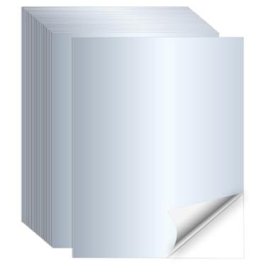 Imagem de Papel adesivo prata imprimível, 20 folhas de papel adesivo prata imprimível, impressão a laser/jato de tinta - tamanho carta (21,6 cm x 28 cm)