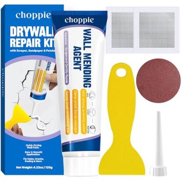 Imagem de Choppie Kit De Reparo De Drywall, Reparo De Parede Com Massa Corrida, Kit De Remendo De Reparo De Parede Para Preencher Buracos, Solução Rápida E Fácil Para Reparo De Buracos Com Massa De Parede, Ki