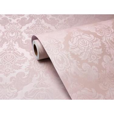 Imagem de FunStick Papel de parede floral em relevo vitoriano texturizado 60 cm x 508 cm vintage rosa damasco floral papel de parede