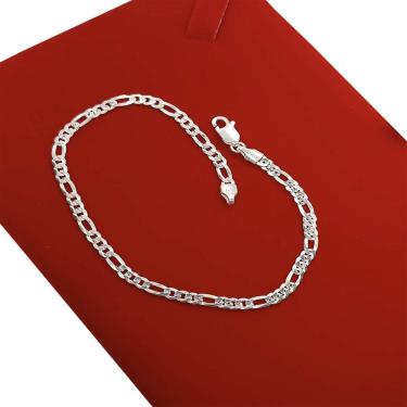 Imagem de Pulseira 3X1 Flat Fio 080 21cm Masculina Prata 925 Pura Joia