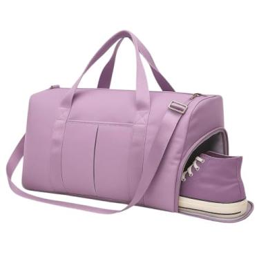 Imagem de Bolsa Mala de Viagem Super Grande 40L – Poliéster Resistente, 5 Compartimentos com Zíper, Bolso Impermeável, Alças Removíveis, Transversal Unissex (Lilas)