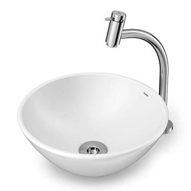 Imagem de Kit cuba de apoio R1 com torneira bica alta e complementos de instalação Loft branco - Incepa