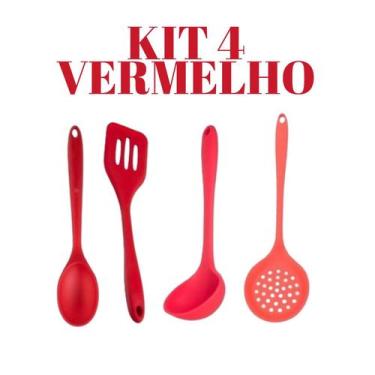 Imagem de Kit 5 Ou 4 Peças De Silicone Espátula Concha Escumadeira Colher Espátu
