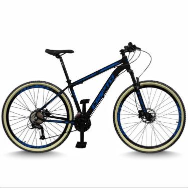 Imagem de Bicicleta Aro 29 Cripto 24 Marchas Freios Disco E Suspensão Pneu Bege - Preto/azul - 19" Preto/azul