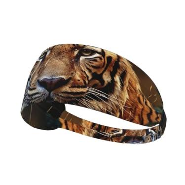 Imagem de Bandanas esportivas elásticas para homens e mulheres, leopardo, na floresta, faixa de cabelo com absorção de umidade, tecido felpudo de algodão, faixas de suor para corrida e tênis