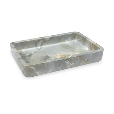 Imagem de nu steel Bandeja decorativa de saboneteira de resina de sebe de pedra para penteadeiras de banheiro, bancadas, pedestais, pia de cozinha - Armazene sabão para as mãos, barras de pedra-pomes, esponjas