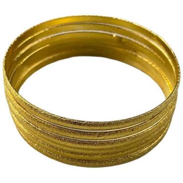 Imagem de Pulseira Cigana Lisa 7 Cm Com 6 Argolas Douradas