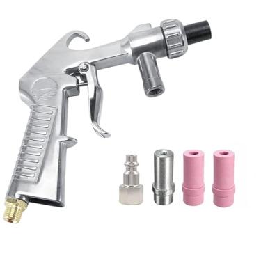 Imagem de Kit de pistola de jateamento de areia, jateador de areia para remoção de ferrugem de compressor de ar, pistola de jateamento portátil com bicos de ferro e cerâmica
