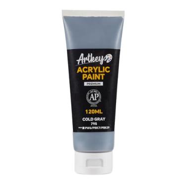 Imagem de Artkey Tinta acrílica - Tubos cinza frio (120 ml/115.1 g), pigmentos ricos e vibrantes, tintas acrílicas para artistas profissionais - Materiais de arte para tela, madeira, rocha, argila, tecido