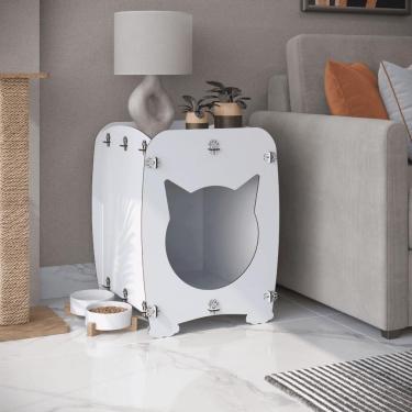 Imagem de Mesa De Cabeceira Casinha Pet Gato Cat Branco