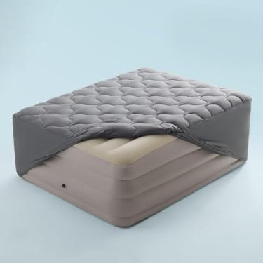 Imagem de SLEEP ZONE Almofada de colchão King Air, capa de colchão acolchoada, protetor de colchão de ar respirável e silencioso com bolso profundo para até 63 cm (cinza escuro)