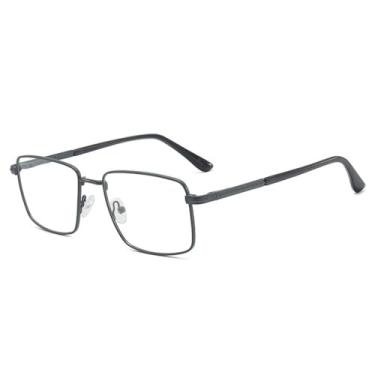 Imagem de Armação de óculos de negócios masculina ultraleve de metal anti-luz azul, lente transparente, óculos casuais, cinza-arma, C