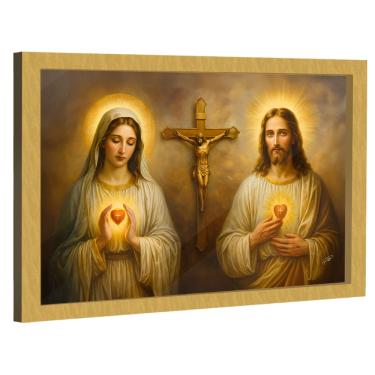Imagem de Quadro Decorativo Sagrado Coração de Jesus e Maria
