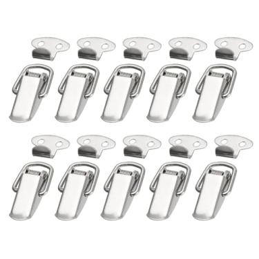 Imagem de Msiud Trava, fixador de trava de ferrolho prata para móveis de cozinha, travas de alternância peças de hardware com mola pacote de clipe de grampo com braçadeiras ajustáveis capacidade de retenção