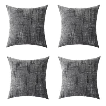 Imagem de ZSkogur Pacote com 4 fronhas decorativas para sofá de 50 x 50 cm, capas de almofada de primavera para decoração de casa, sofá, cama, sala de estar, cinza escuro