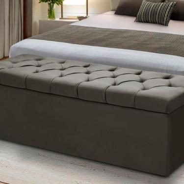 Imagem de Baú Para Quarto Cama Box Queen Size Madeira Estofado - D'Julia, Brida