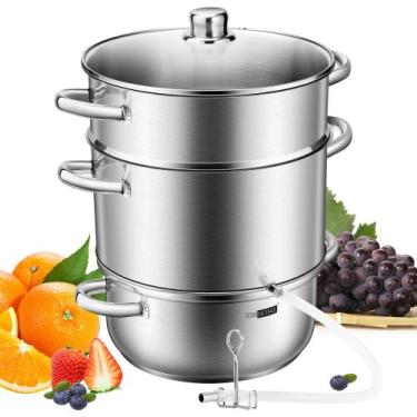 Imagem de Espremedor de frutas VIVOHOME em aço inoxidável 8,5L 24cm com tampa
