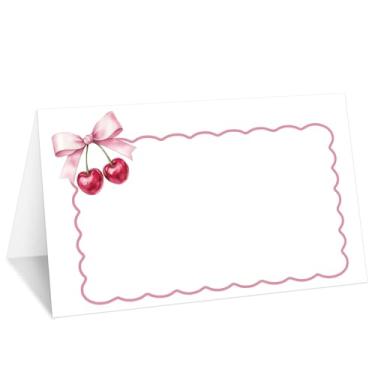 Imagem de Cherry Bow Wave Place, conjunto de 25 cartões de nome de barraca para mesa, etiqueta de comida para casamento, chá de bebê, artigos de festa de jantar de aniversário -031