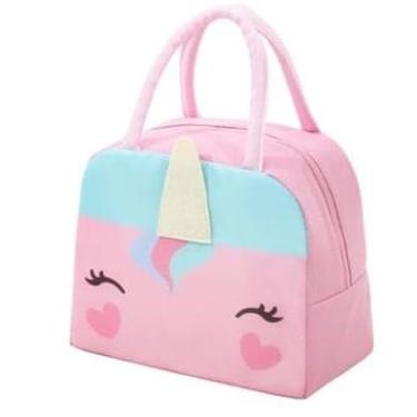 Imagem de Lancheira Térmica Infantil 3D, Bolsa Escolar com Alça, Design de Animais (Tigre, Pinguim, Unicórnio, Dinossauro), Porta lanche. (rosa (unicornio))