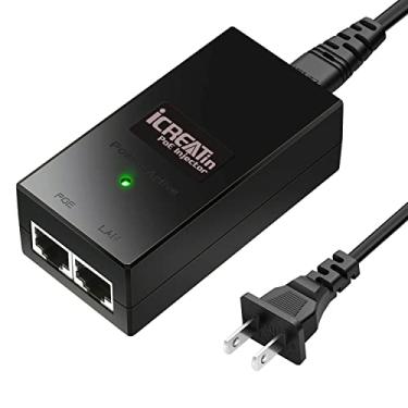 Imagem de iCreatin Gigabit POE+ Injector, 802.3AT, 30W 48V Adaptador PoE compatível com UBIQUITI U-POE-at, U-POE-AF, U6 AP U6-LR, U6-LITE e U6-PRO, TRENDnet TPE-115GI, TP-Link TL-PoE160S
