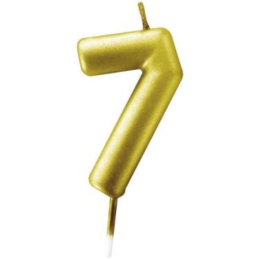 Imagem de Vela para Aniversario N.07 Metalizada Ouro 6CM - Make