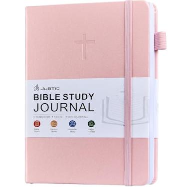 Imagem de JUBTIC Diário de estudo da Bíblia – Caderno de notas da igreja para anotações e reflexão, kit de diário diário de fé guiado – Presentes e acessórios religiosos baseados na fé (rosa)