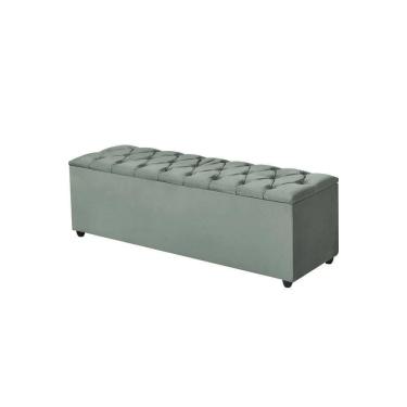 Imagem de Recamier Baú Liverpool 85cm Compacto Veludo Cinza