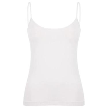 Imagem de Blusa Regata Alcinha Lisa Feminino Clássica Sem Costura Loba, G, Branc