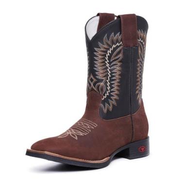Imagem de Botina Country Masculina Texana Couro Cano Longo Elefante - JNA Shoes,