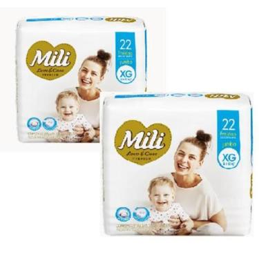 Imagem de Kit 2 Fraldas Mili Love e Care XG 22 unidades, Branco