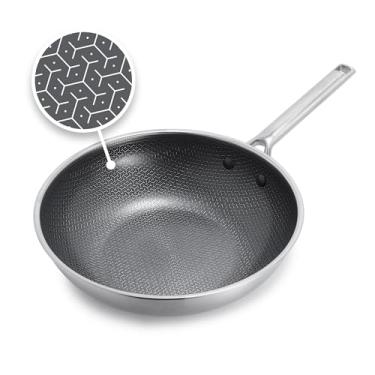 Imagem de GreenPan Frigideira Wok híbrida antiaderente de 28 cm, frigideira de cerâmica APEX Tri-Ply Thermobond livre de PFAS, compatível com indução e todos os fogões, temperatura do forno até 454 °C, lavável