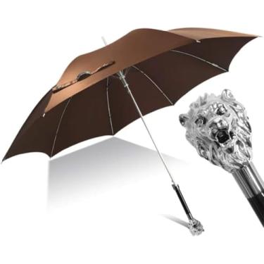 Imagem de Guarda-chuvas Guarda-chuva Chuva Ouro E Prata Leão Cabeça Forma Alça Longa Cavalheiro Britânico Guarda-sol Criativo Homens Mulheres Guarda-chuva À Prova De Vento, I