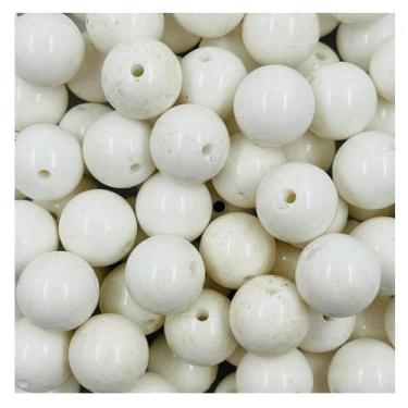 Imagem de Miçanga Bola Lisa 15mm Branco 50pçs Passante Bijuterias 150g - Macall