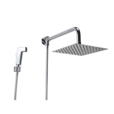 Imagem de Ducha Chuveiro Inox 20 cm com Desviador e Chuveirinho de Mão - AMG Met
