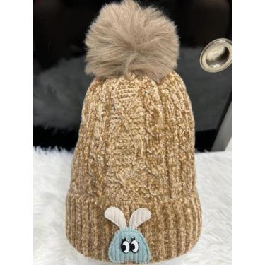 Imagem de Touca Gorro Infantil de Frio inverno Forrada Pompom menino menina(6mes